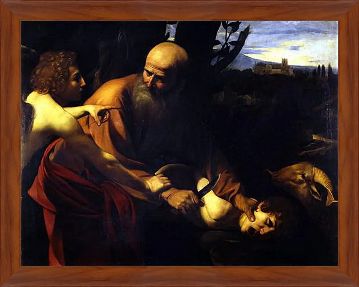 Картина в раме - Sacrifice of Isaak. Микеланджело Караваджо