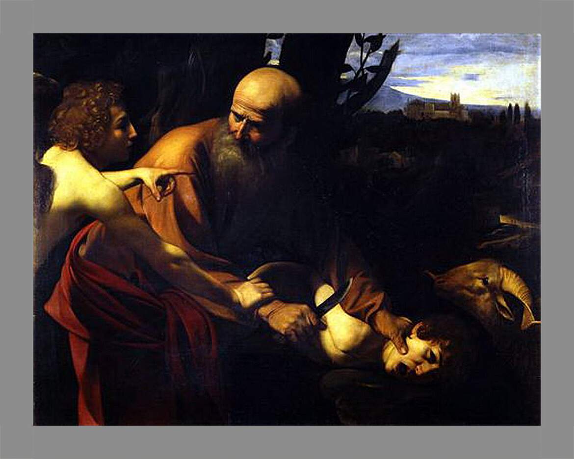 Картина в раме - Sacrifice of Isaak. Микеланджело Караваджо
