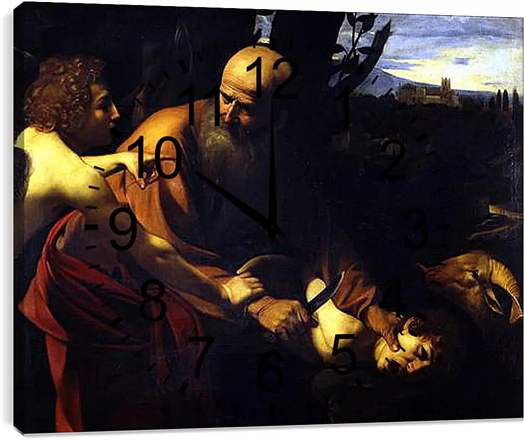 Часы картина - Sacrifice of Isaak. Микеланджело Караваджо