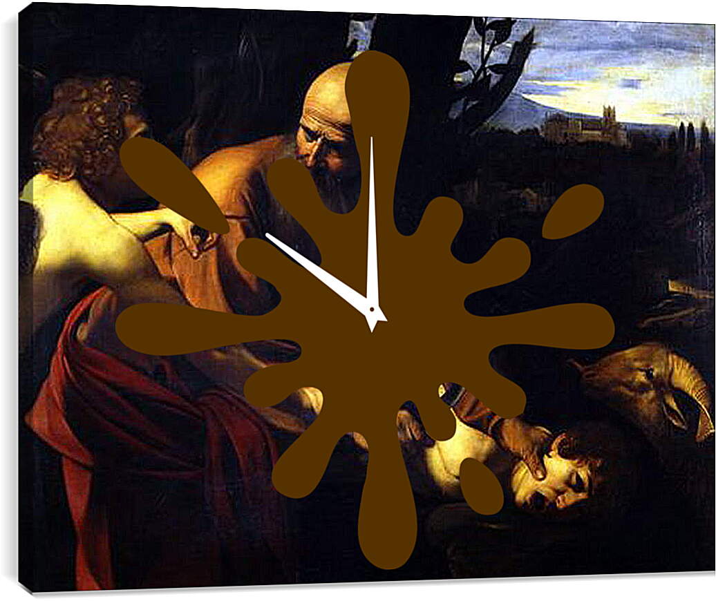 Часы картина - Sacrifice of Isaak. Микеланджело Караваджо
