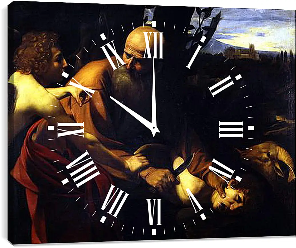 Часы картина - Sacrifice of Isaak. Микеланджело Караваджо