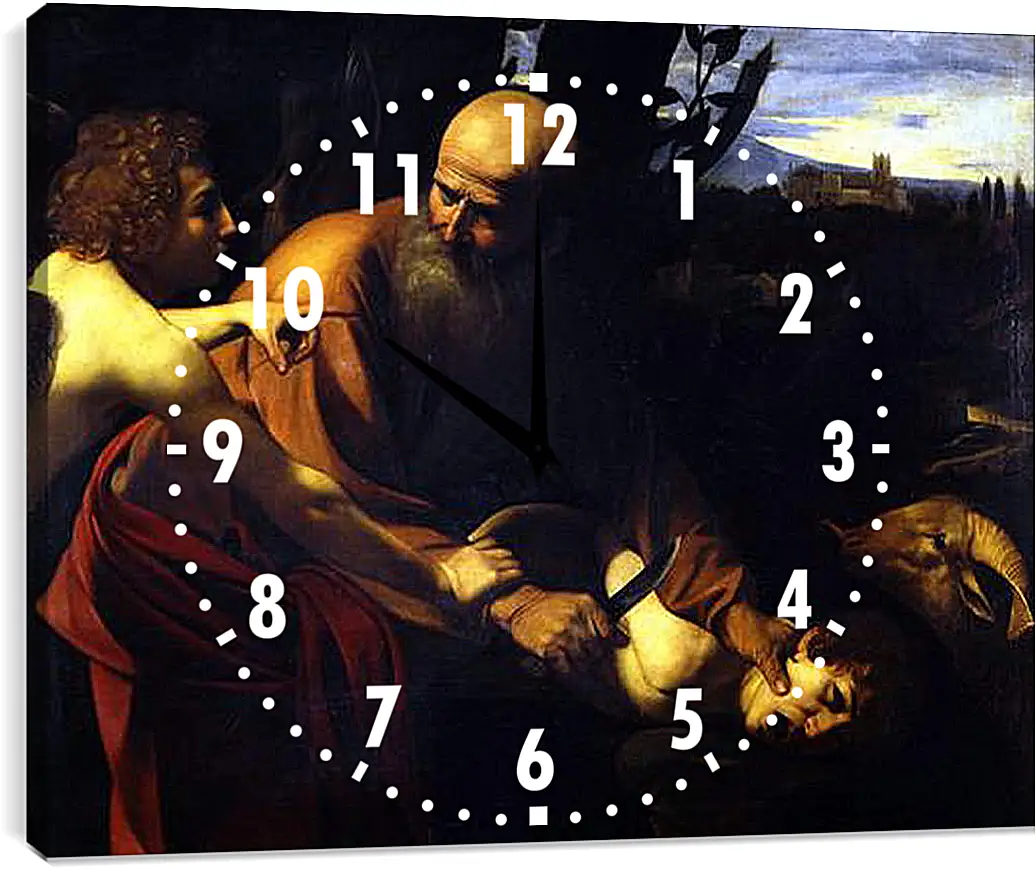 Часы картина - Sacrifice of Isaak. Микеланджело Караваджо