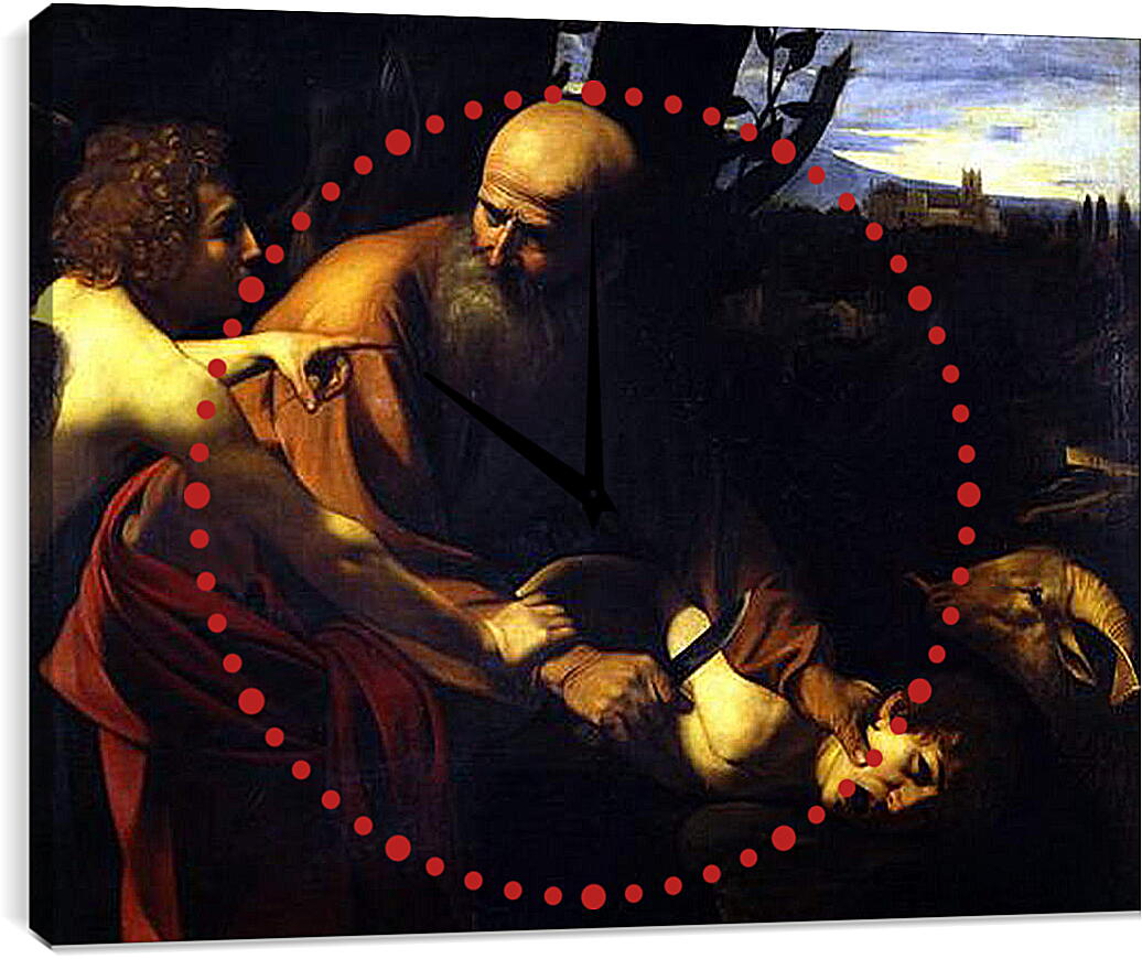 Часы картина - Sacrifice of Isaak. Микеланджело Караваджо
