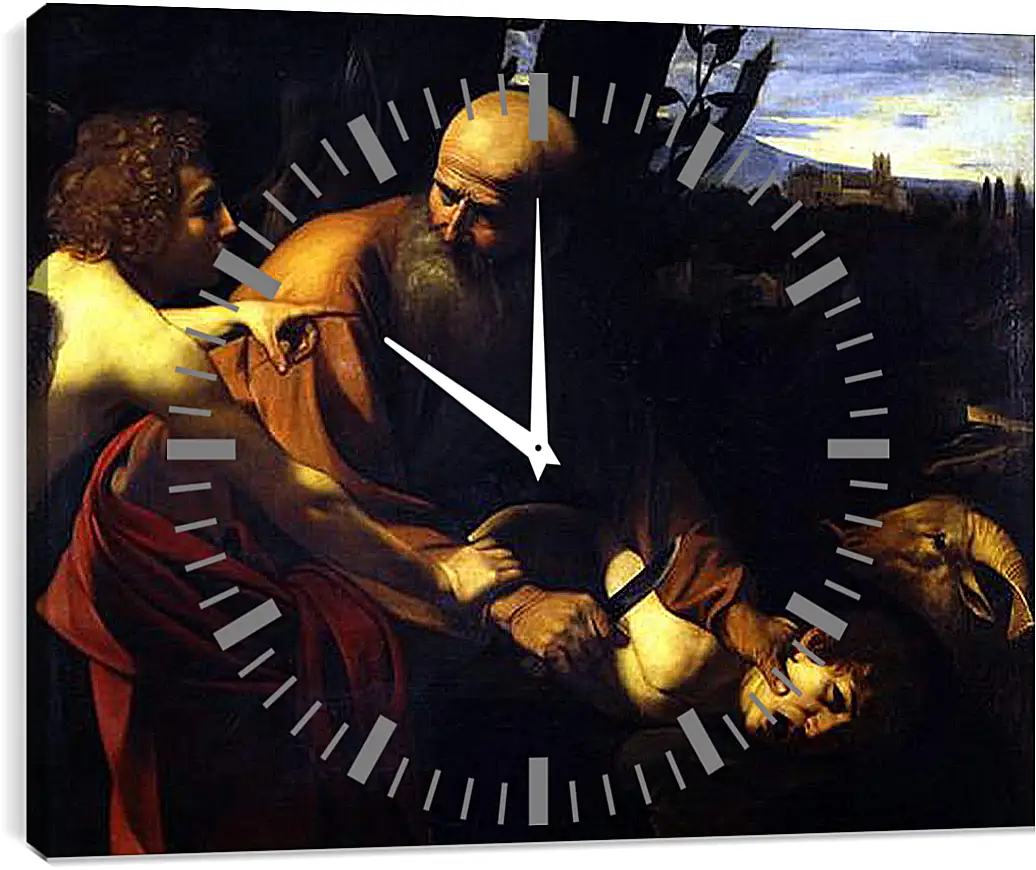 Часы картина - Sacrifice of Isaak. Микеланджело Караваджо