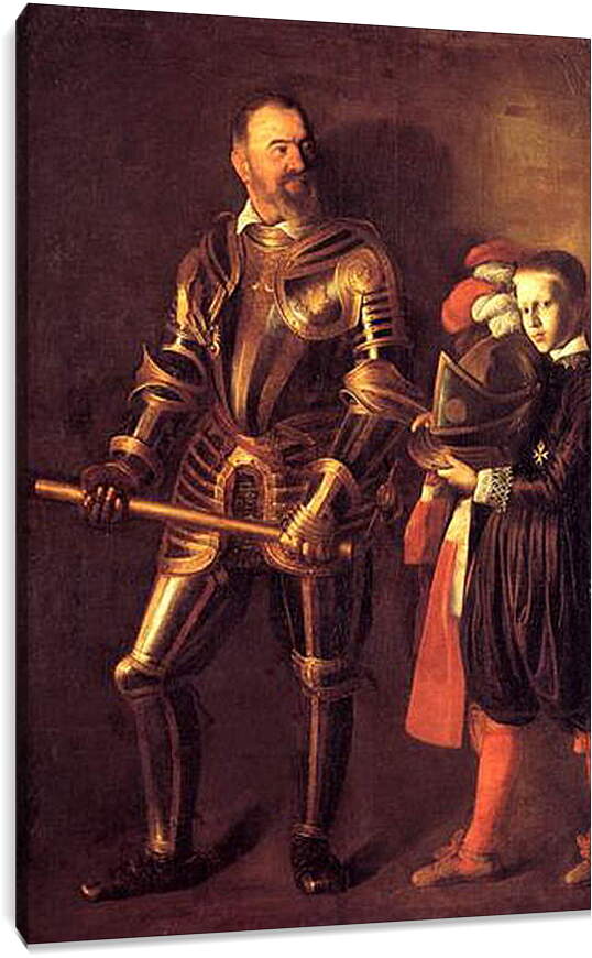 Постер и плакат - Grand Master Alof of Wignacourt in Armour, With a Page. Микеланджело Караваджо
