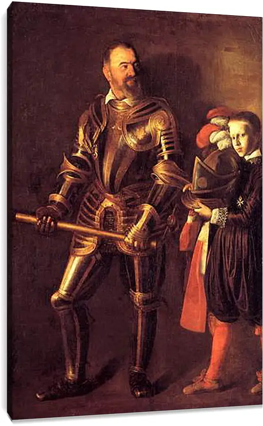 Постер и плакат - Grand Master Alof of Wignacourt in Armour, With a Page. Микеланджело Караваджо