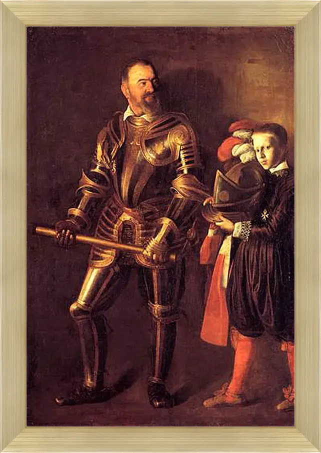 Картина в раме - Grand Master Alof of Wignacourt in Armour, With a Page. Микеланджело Караваджо