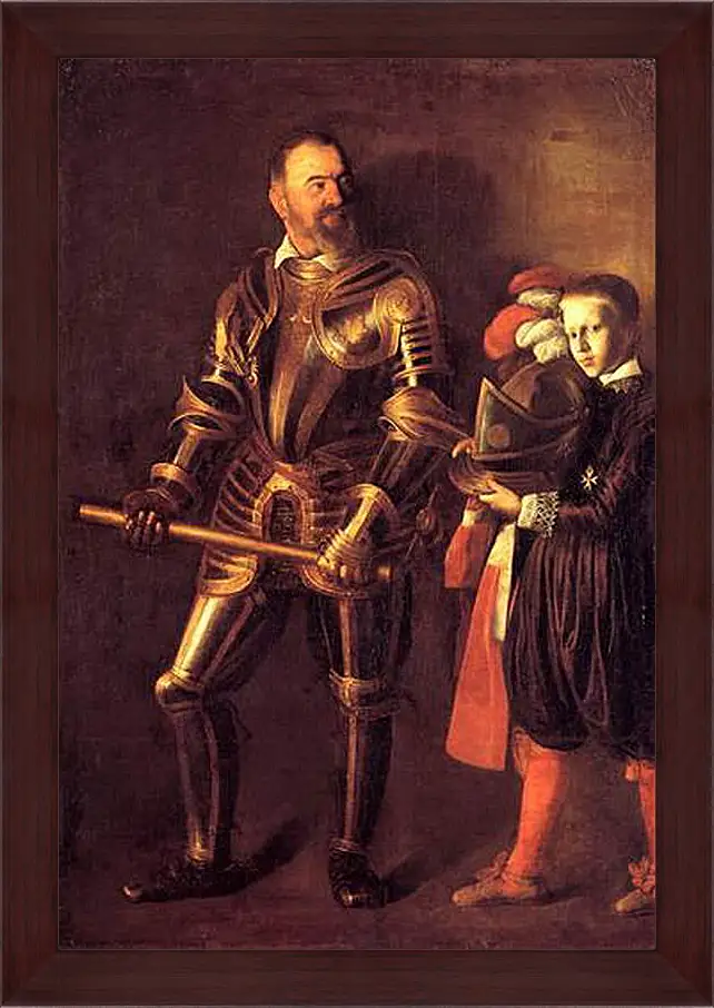 Картина в раме - Grand Master Alof of Wignacourt in Armour, With a Page. Микеланджело Караваджо
