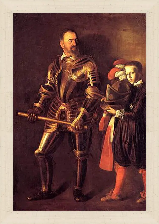 Картина в раме - Grand Master Alof of Wignacourt in Armour, With a Page. Микеланджело Караваджо