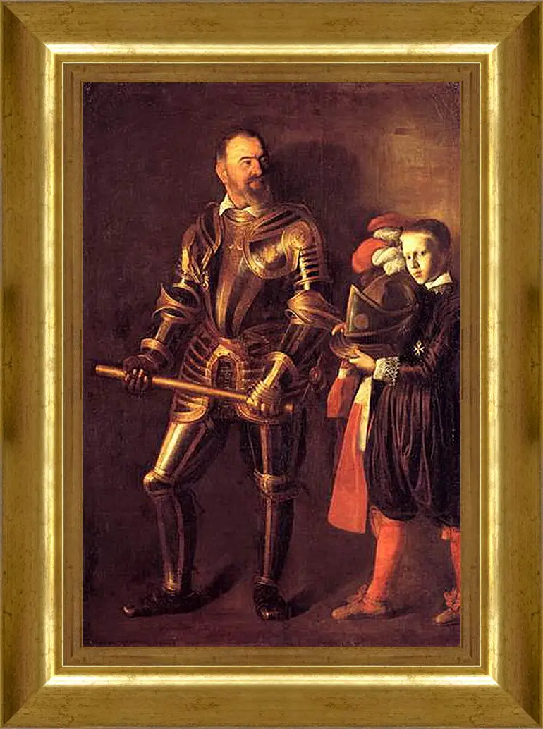 Картина в раме - Grand Master Alof of Wignacourt in Armour, With a Page. Микеланджело Караваджо