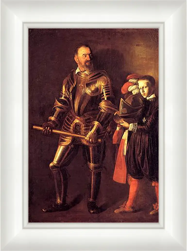 Картина в раме - Grand Master Alof of Wignacourt in Armour, With a Page. Микеланджело Караваджо
