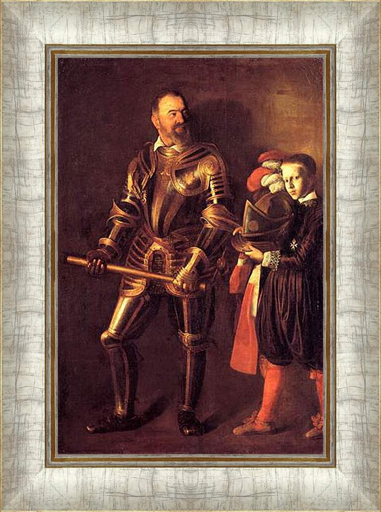 Картина в раме - Grand Master Alof of Wignacourt in Armour, With a Page. Микеланджело Караваджо
