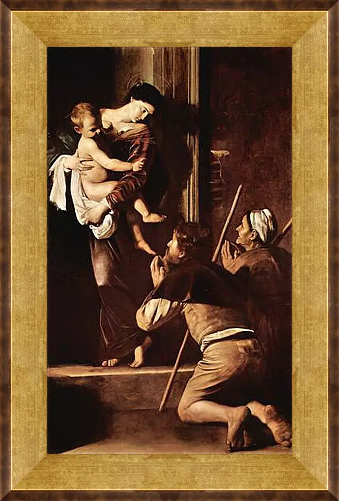 Картина в раме - Madonna of the Pilger. Микеланджело Караваджо