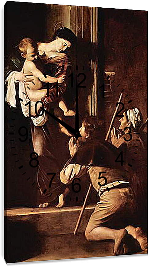Часы картина - Madonna of the Pilger. Микеланджело Караваджо
