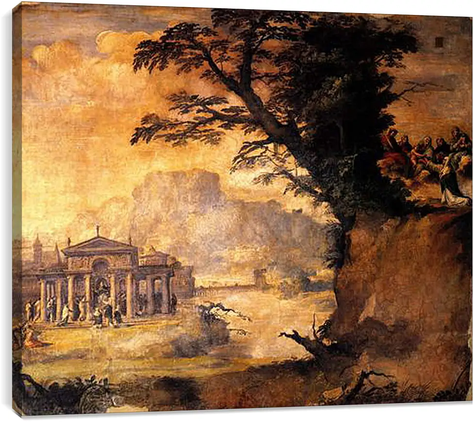 Постер и плакат - Landscape with the Mystic Espousal of Saint Catherina. Микеланджело Караваджо