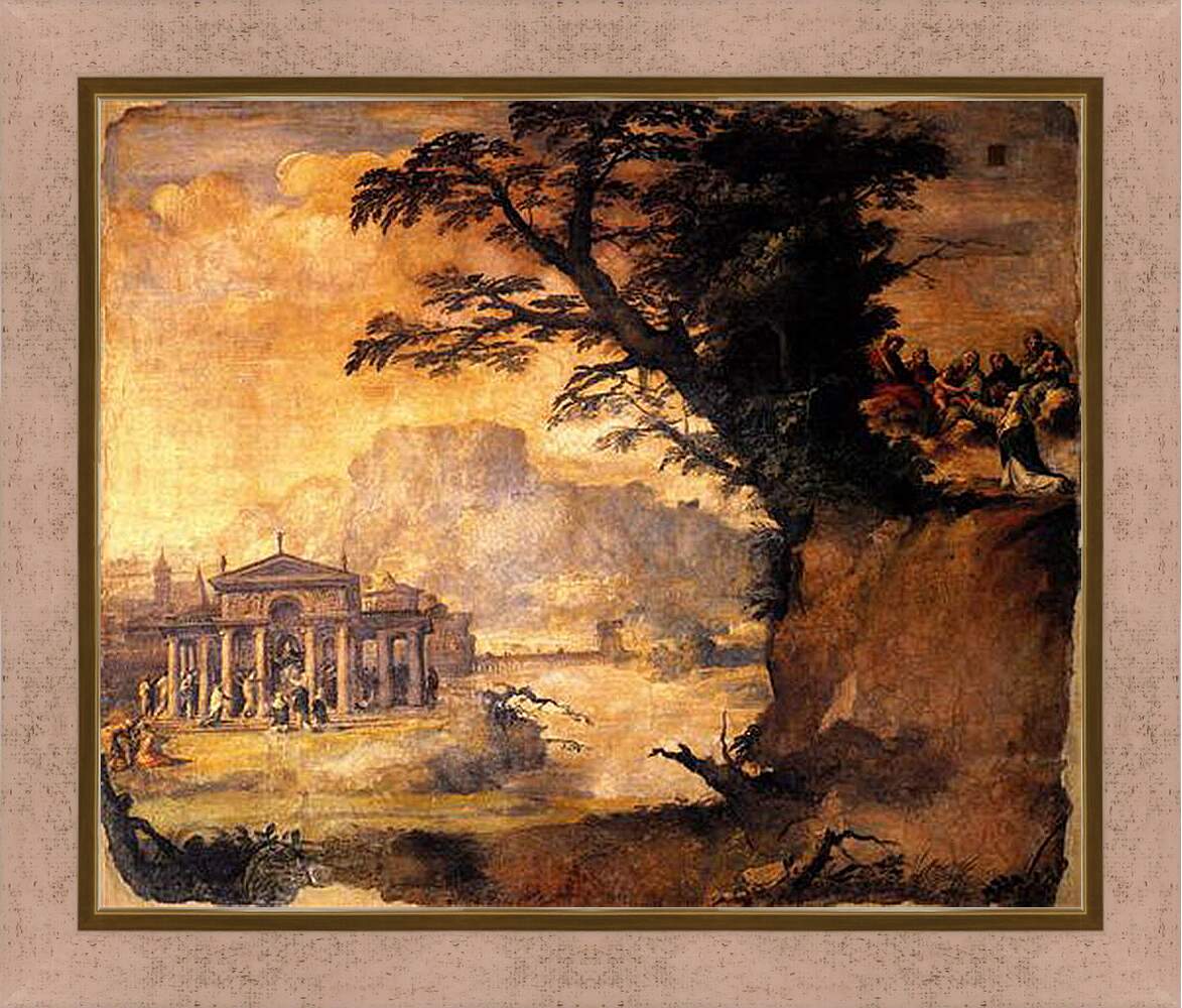 Картина в раме - Landscape with the Mystic Espousal of Saint Catherina. Микеланджело Караваджо
