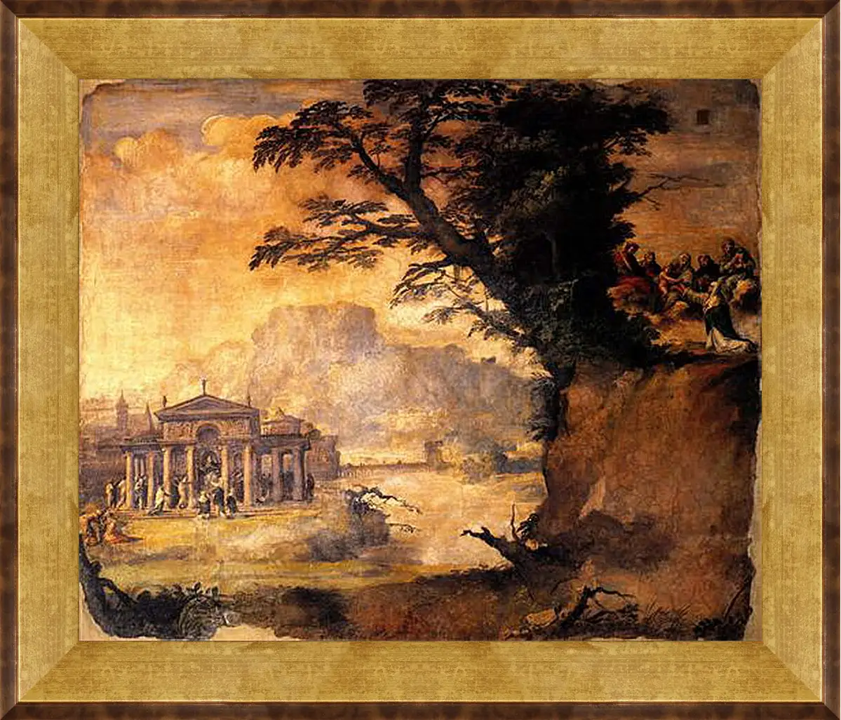 Картина в раме - Landscape with the Mystic Espousal of Saint Catherina. Микеланджело Караваджо