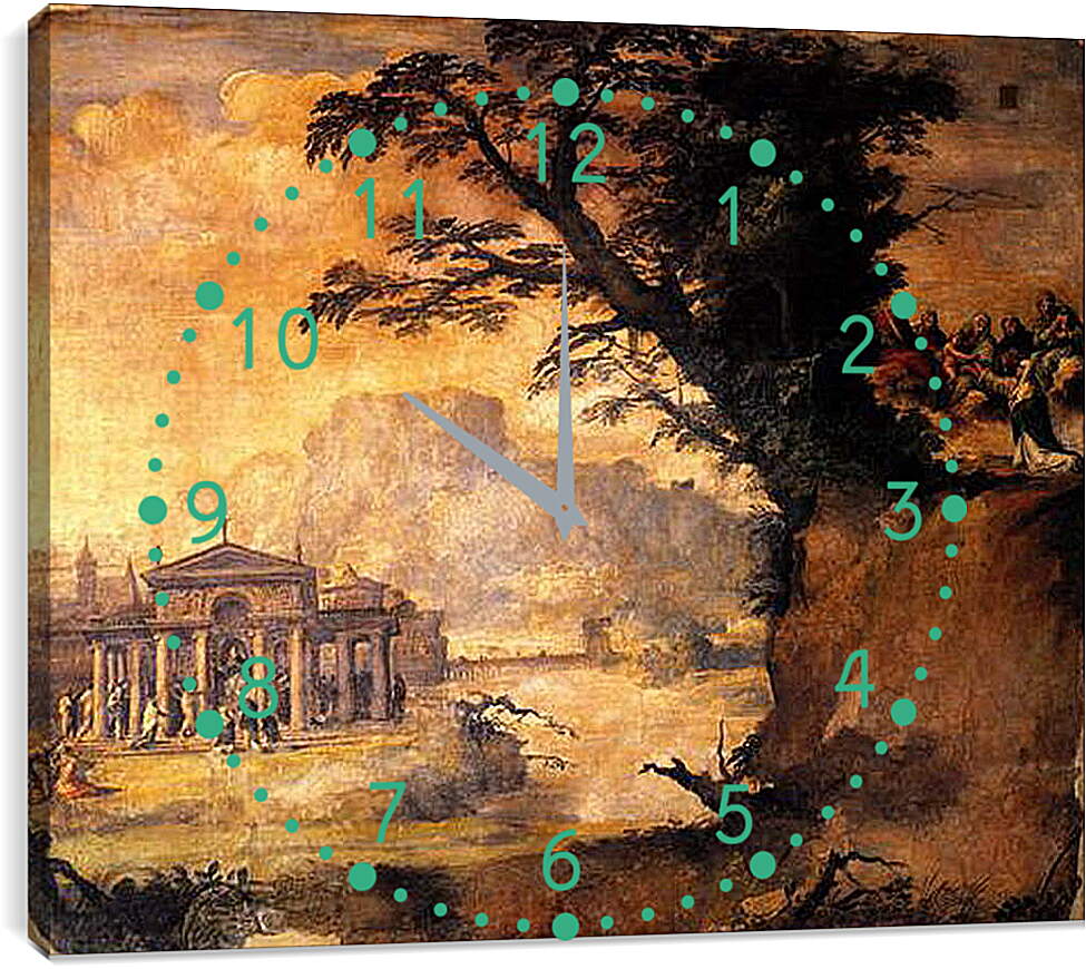 Часы картина - Landscape with the Mystic Espousal of Saint Catherina. Микеланджело Караваджо
