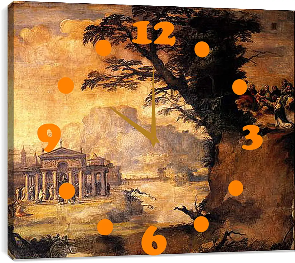 Часы картина - Landscape with the Mystic Espousal of Saint Catherina. Микеланджело Караваджо