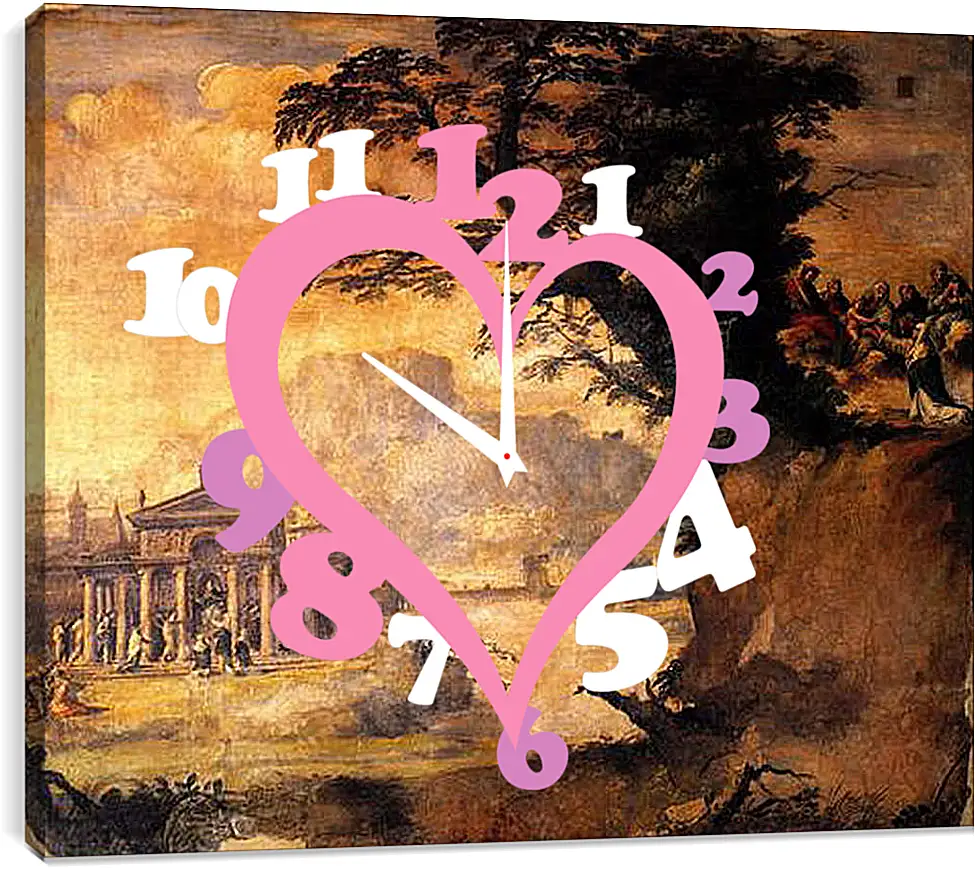 Часы картина - Landscape with the Mystic Espousal of Saint Catherina. Микеланджело Караваджо