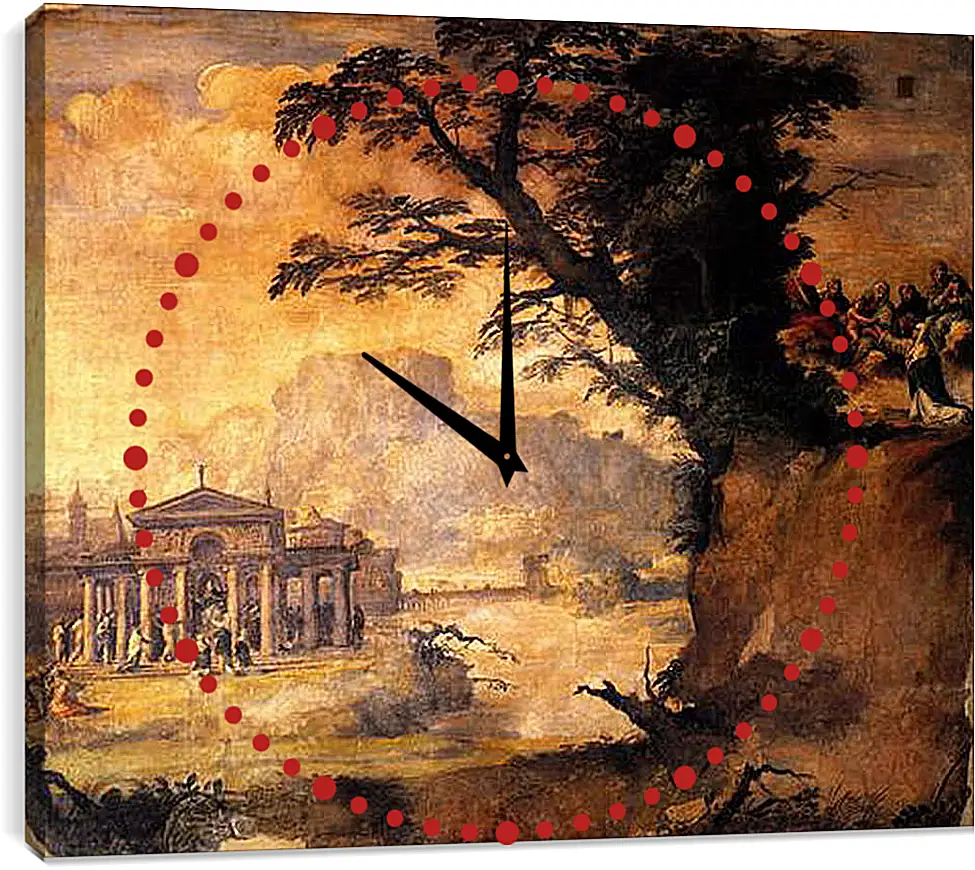 Часы картина - Landscape with the Mystic Espousal of Saint Catherina. Микеланджело Караваджо
