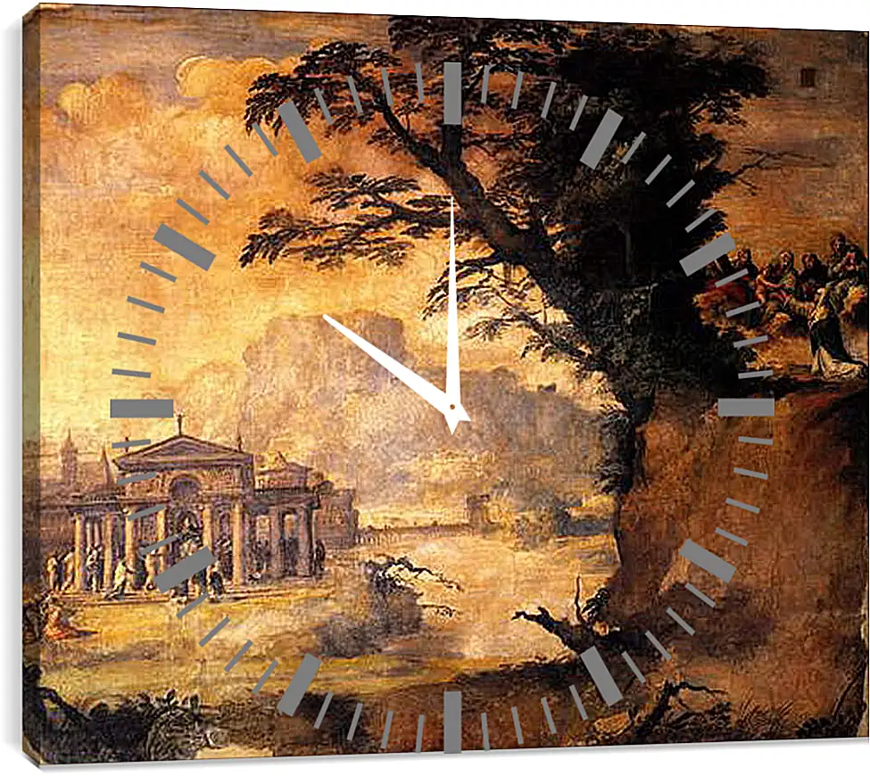 Часы картина - Landscape with the Mystic Espousal of Saint Catherina. Микеланджело Караваджо