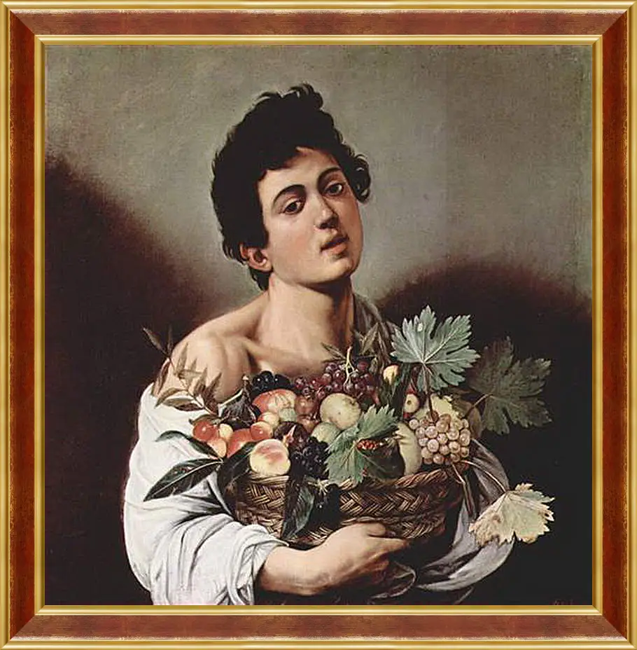 Картина в раме - Boy with a Basket of Fruit. Микеланджело Караваджо
