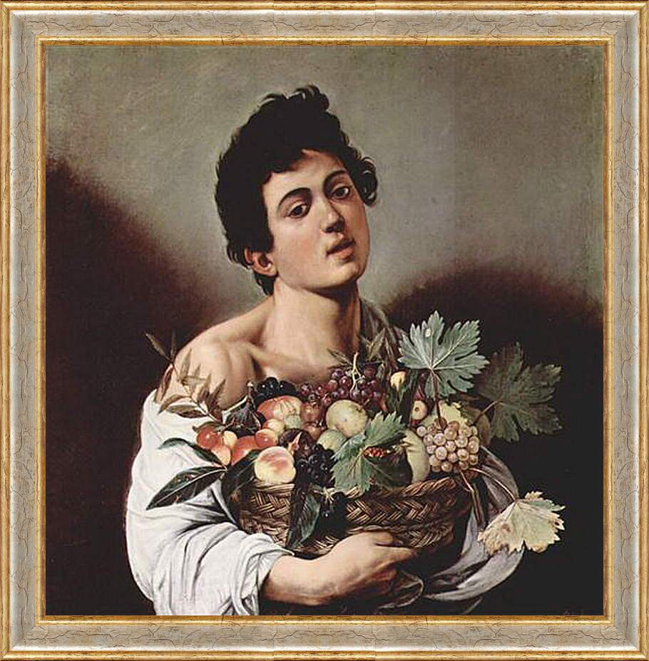 Картина в раме - Boy with a Basket of Fruit. Микеланджело Караваджо
