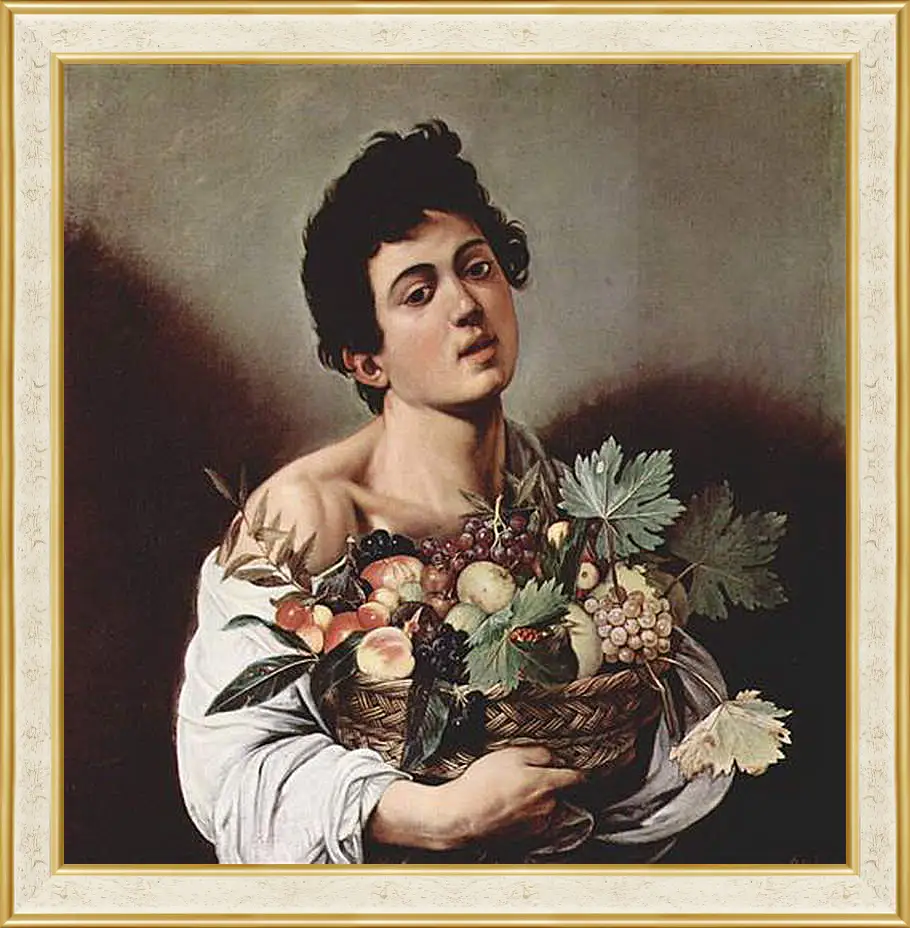 Картина в раме - Boy with a Basket of Fruit. Микеланджело Караваджо