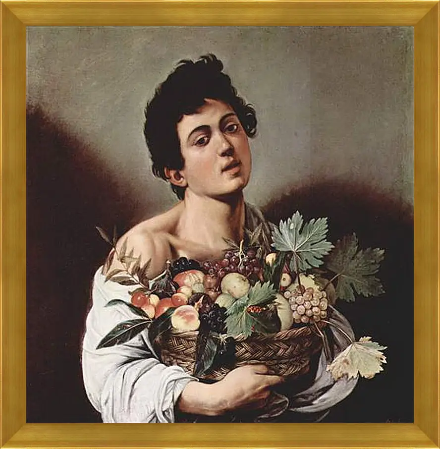 Картина в раме - Boy with a Basket of Fruit. Микеланджело Караваджо