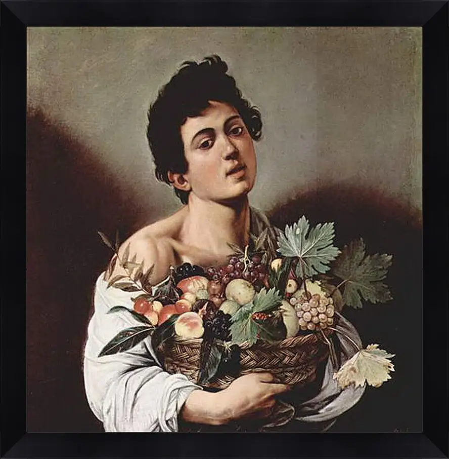 Картина в раме - Boy with a Basket of Fruit. Микеланджело Караваджо