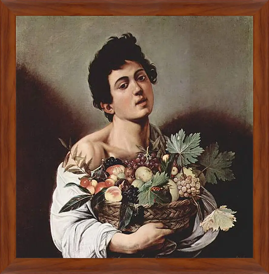 Картина в раме - Boy with a Basket of Fruit. Микеланджело Караваджо