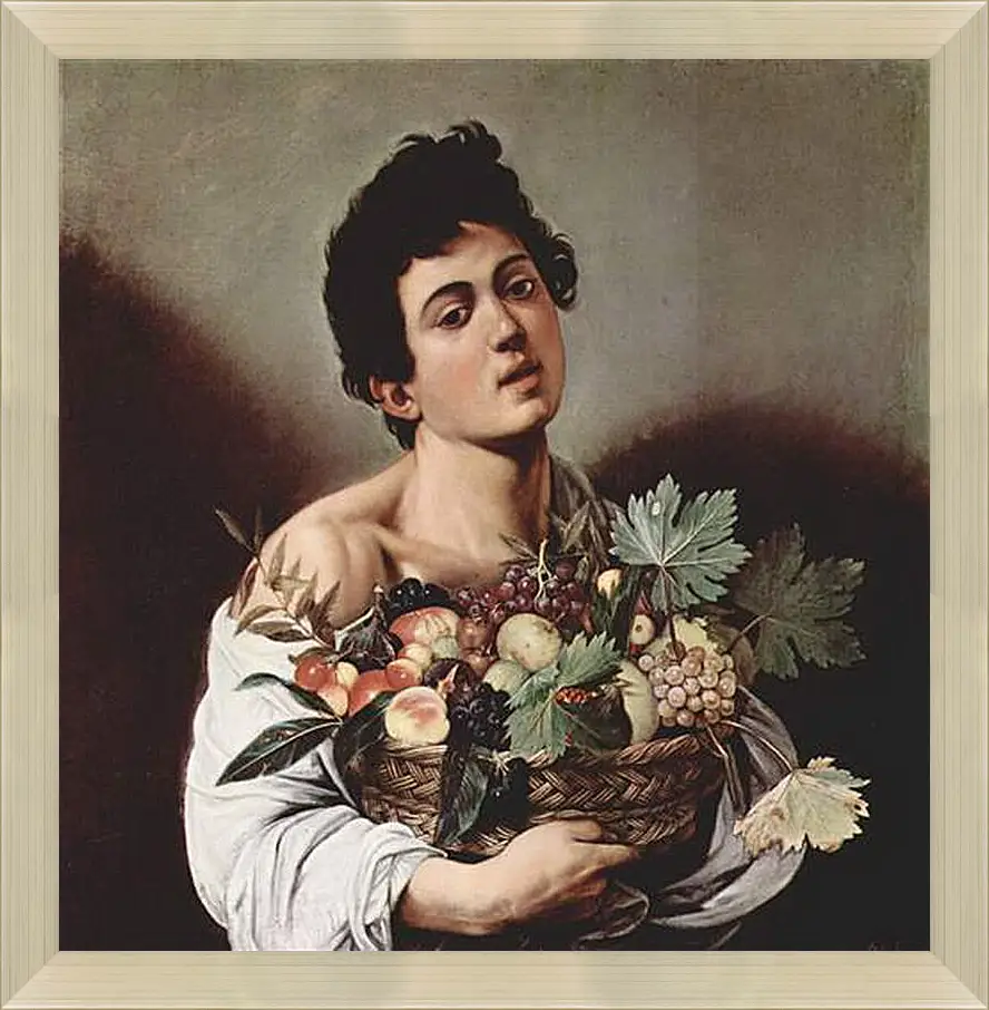 Картина в раме - Boy with a Basket of Fruit. Микеланджело Караваджо