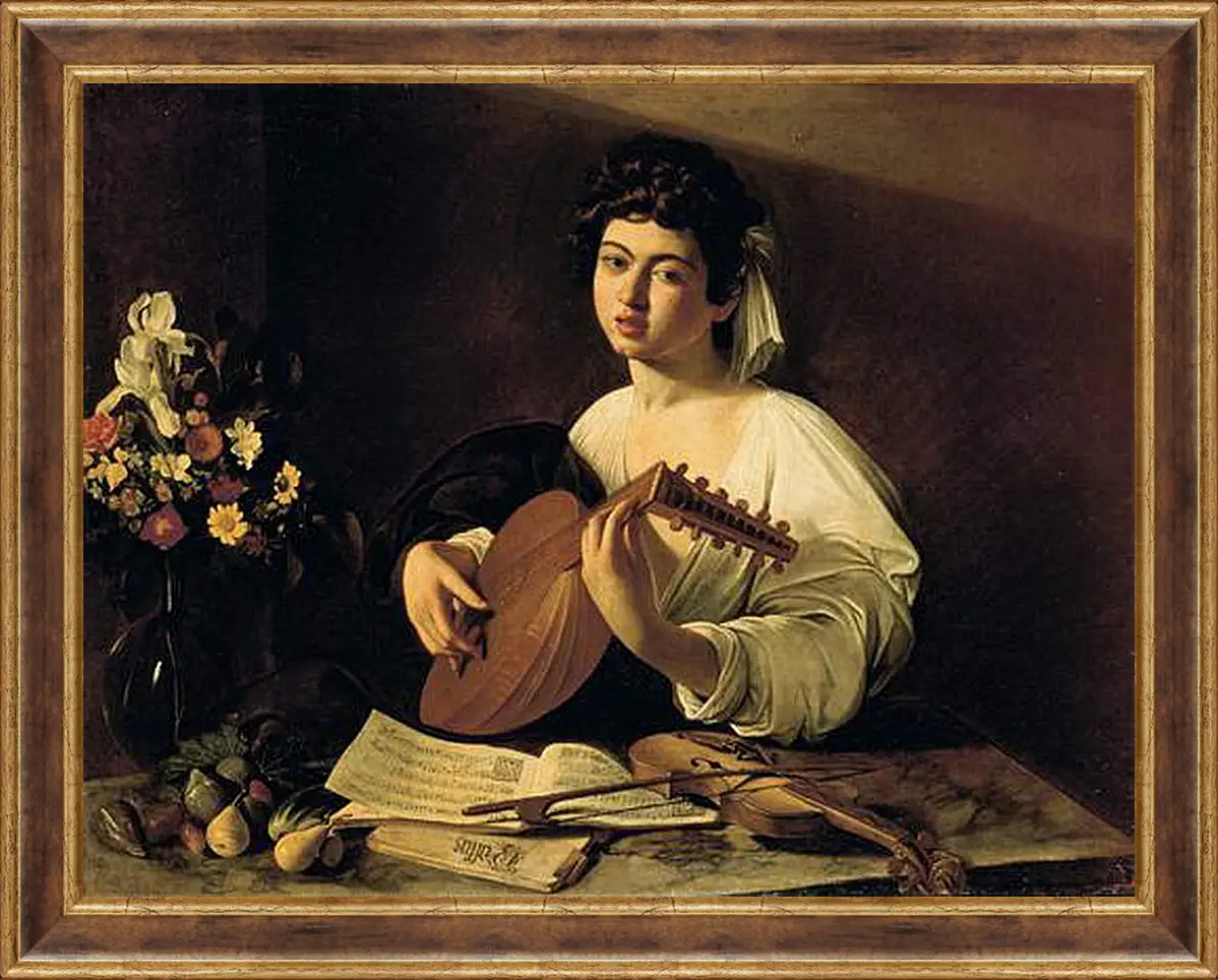 Картина в раме - The Lute-Player. Микеланджело Караваджо
