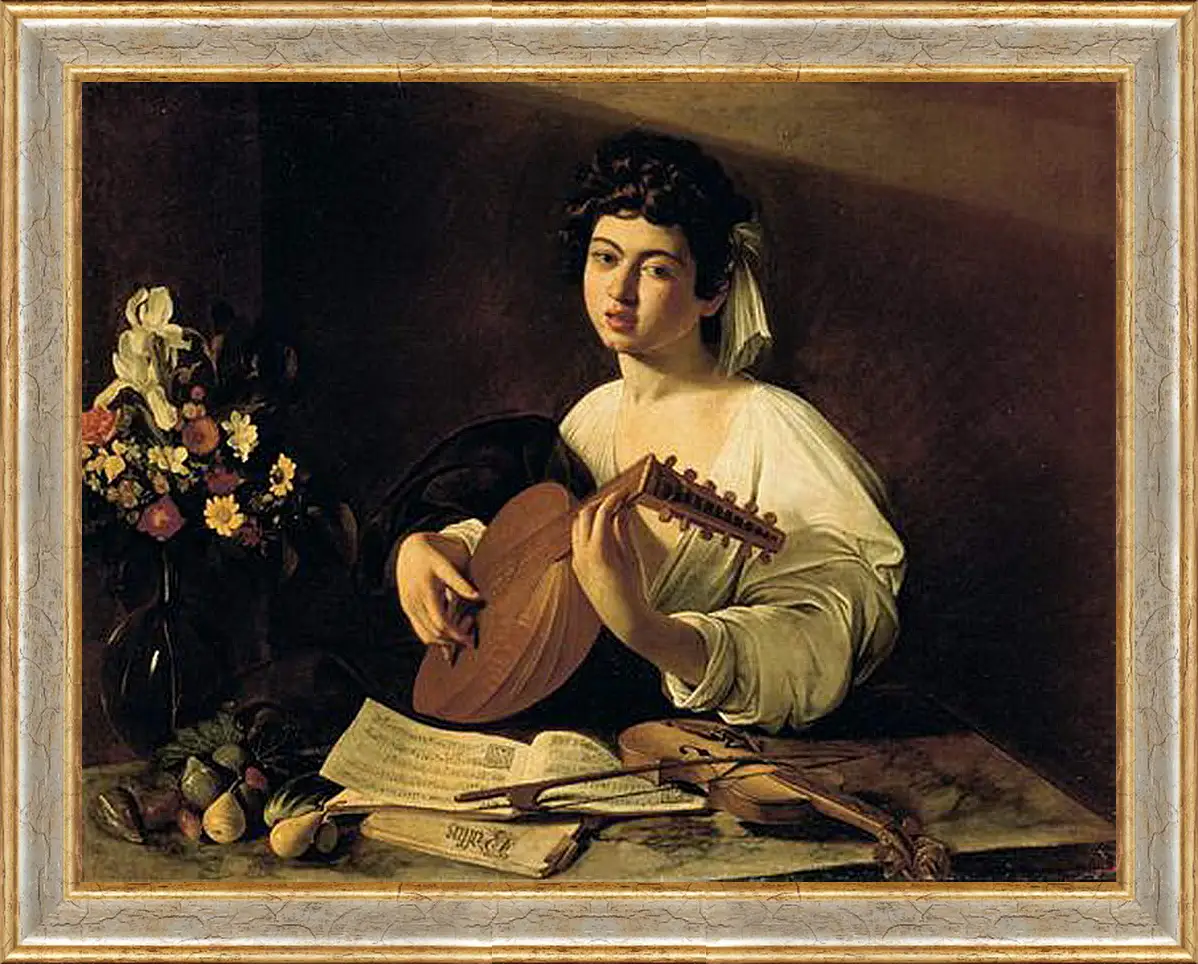 Картина в раме - The Lute-Player. Микеланджело Караваджо
