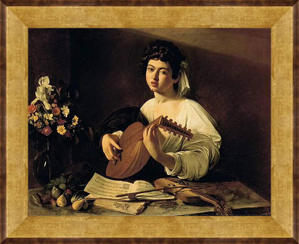 Картина в раме - The Lute-Player. Микеланджело Караваджо