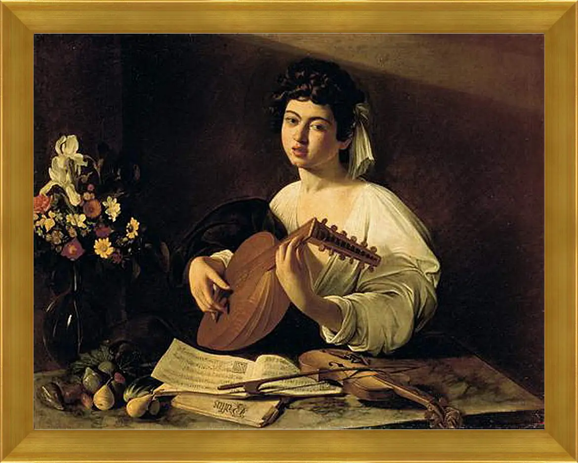 Картина в раме - The Lute-Player. Микеланджело Караваджо