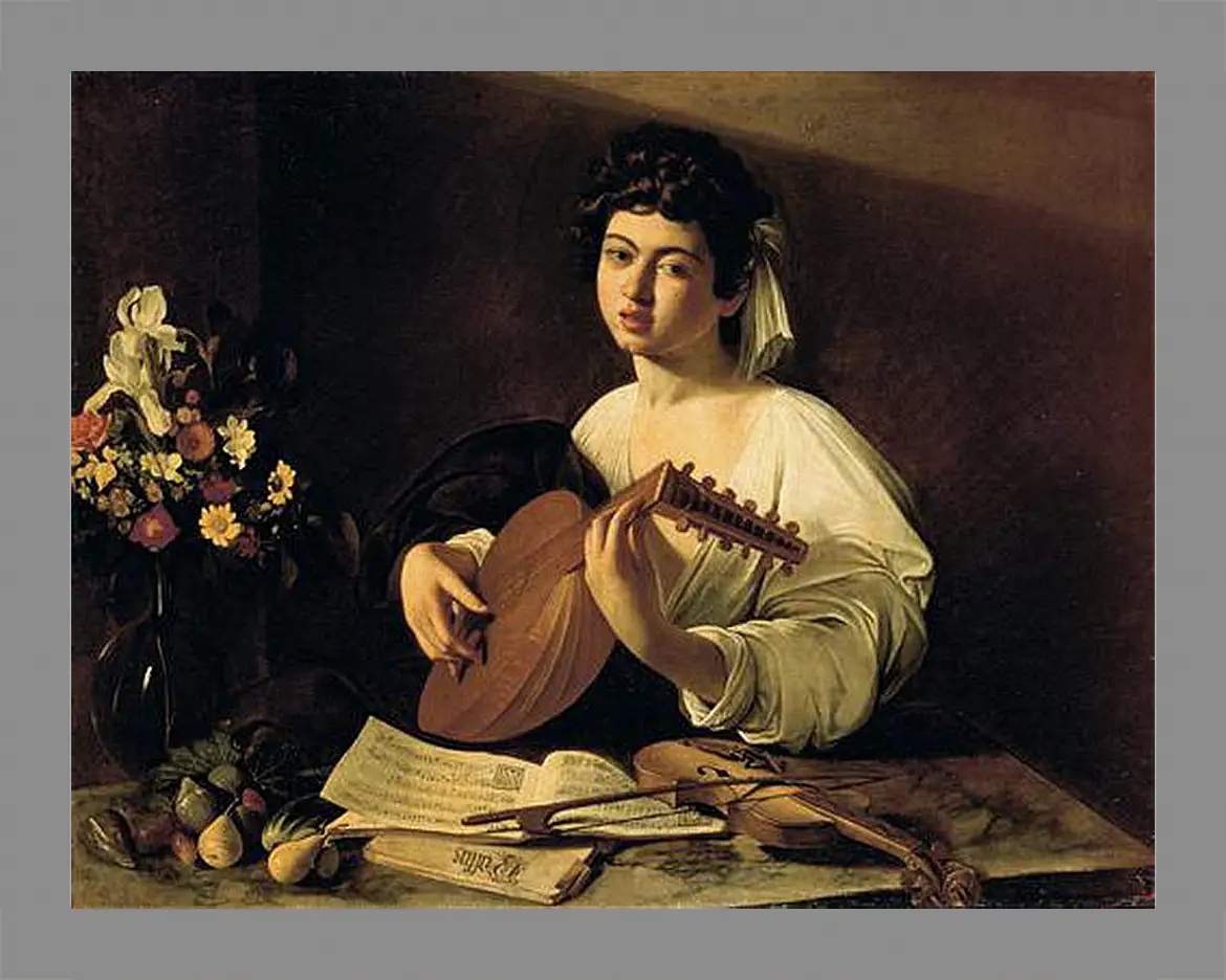 Картина в раме - The Lute-Player. Микеланджело Караваджо