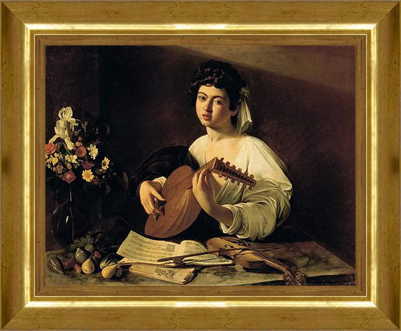 Картина в раме - The Lute-Player. Микеланджело Караваджо
