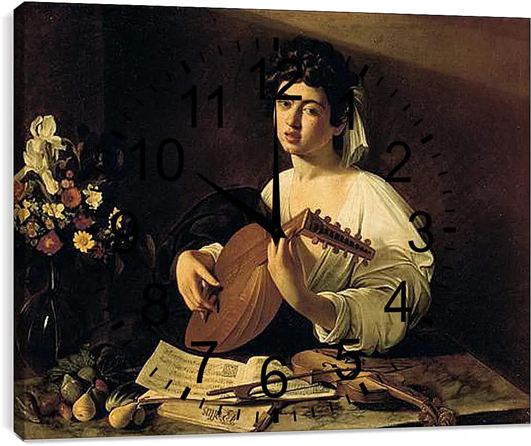 Часы картина - The Lute-Player. Микеланджело Караваджо
