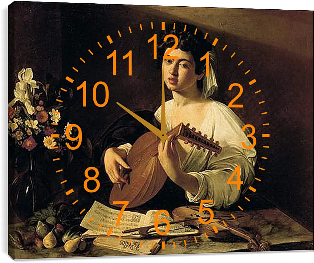 Часы картина - The Lute-Player. Микеланджело Караваджо
