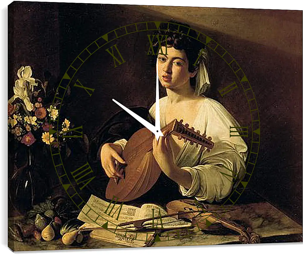 Часы картина - The Lute-Player. Микеланджело Караваджо
