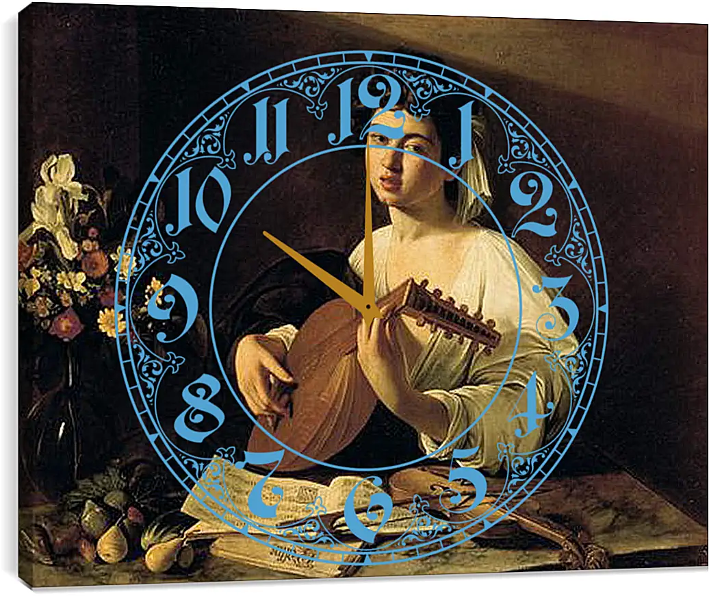 Часы картина - The Lute-Player. Микеланджело Караваджо
