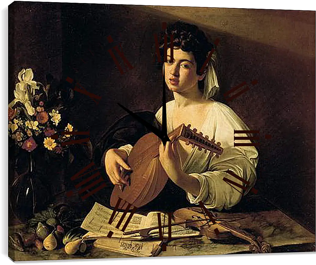 Часы картина - The Lute-Player. Микеланджело Караваджо