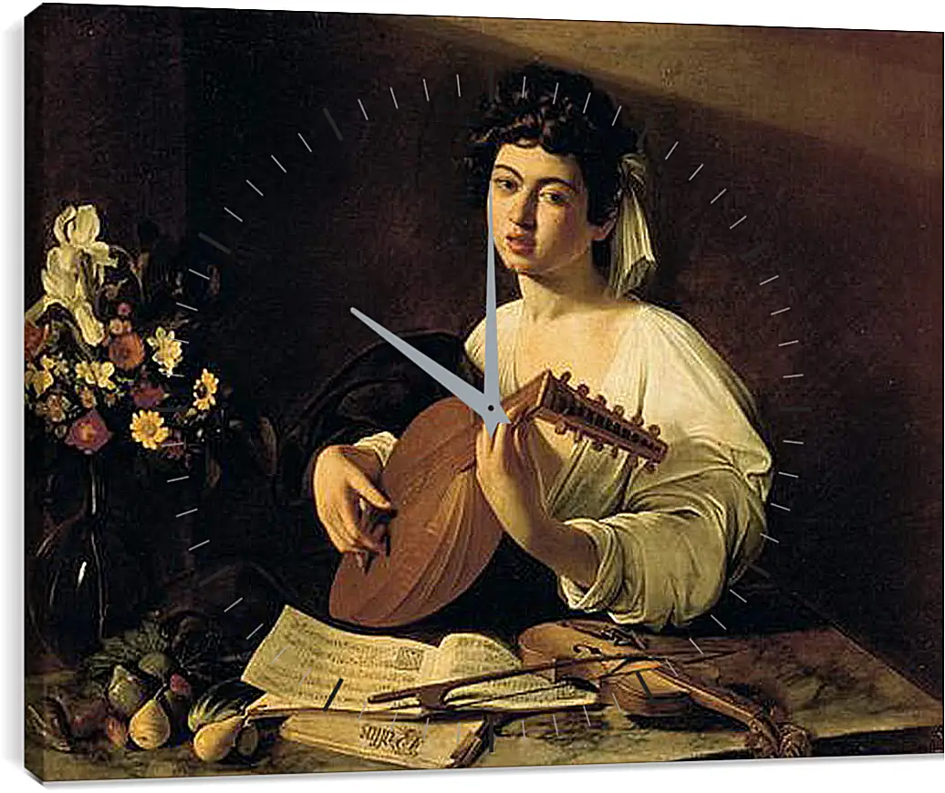 Часы картина - The Lute-Player. Микеланджело Караваджо