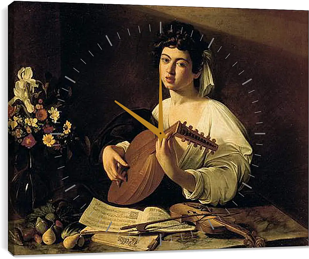 Часы картина - The Lute-Player. Микеланджело Караваджо