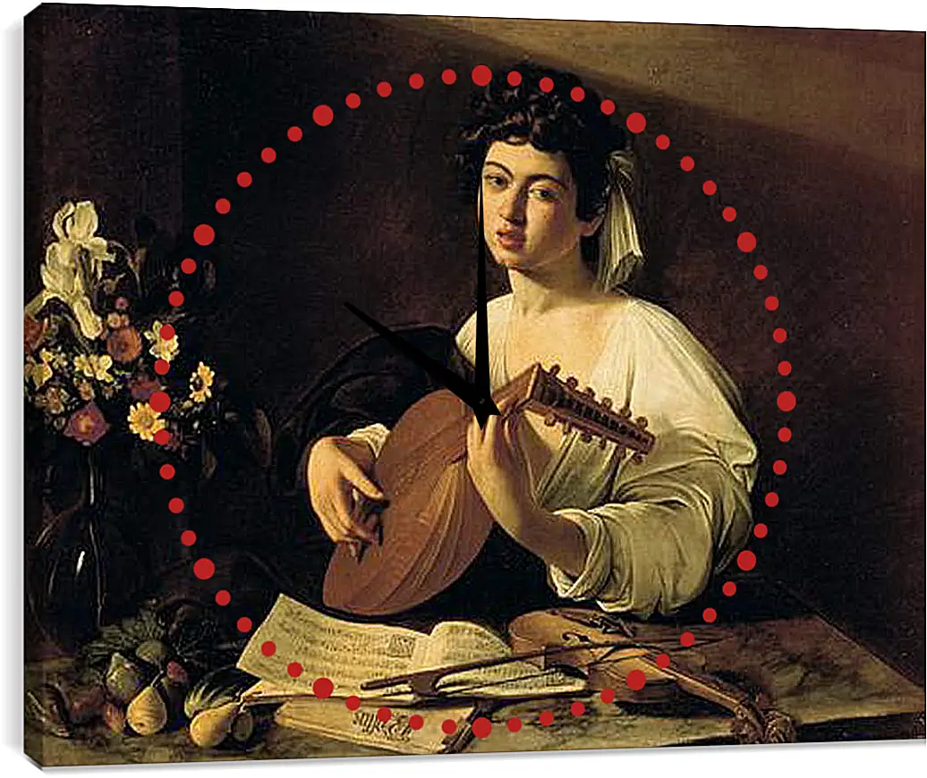 Часы картина - The Lute-Player. Микеланджело Караваджо