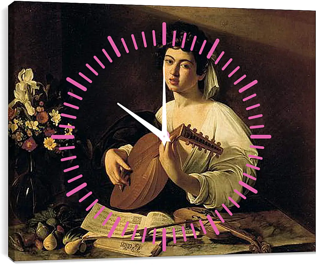 Часы картина - The Lute-Player. Микеланджело Караваджо
