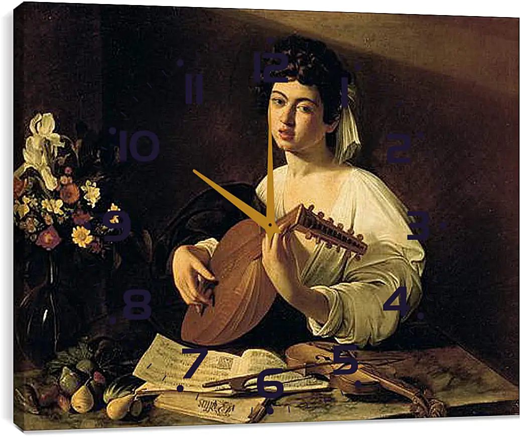 Часы картина - The Lute-Player. Микеланджело Караваджо