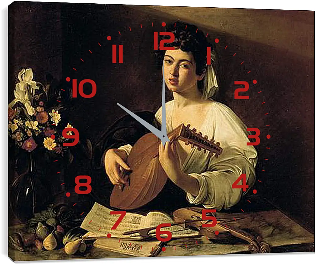 Часы картина - The Lute-Player. Микеланджело Караваджо
